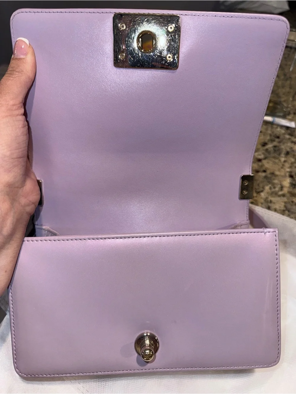 CHANEL Quilted Boy Crossbody Bag in Pale Lilac
